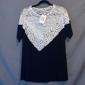V Patterned Lacy Tee - NWT